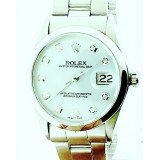 Rolex Oyster Date Stainless Steel Smooth bezzel with Blue MOP Diamond dial 34mm Watch